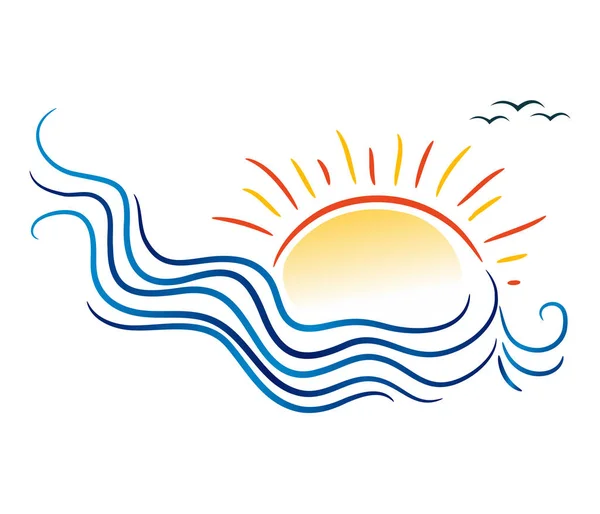 Drawing of sun and water. — Stock Vector