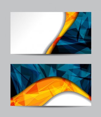 turuncu ve mavi dalgalar kartı şablonu