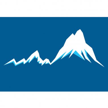 Mavi zemin üzerine beyaz dağ simgesi