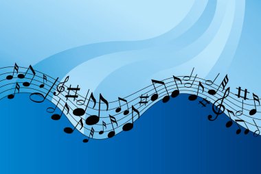 Mavi renk arka plan üzerinde müzik notlar 