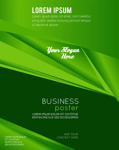 パンフレット ポスター カバーのグリーン色で幾何学的な背景デザイン — ストックベクタ