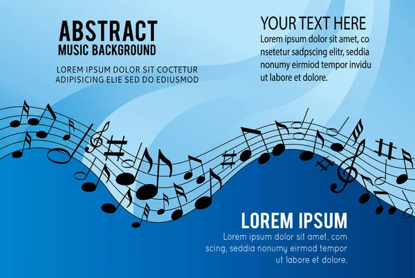 Музичні Ноти Фоні Синього Кольору — стоковий вектор