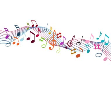 Katı beyaz arkaplanda renk notaları