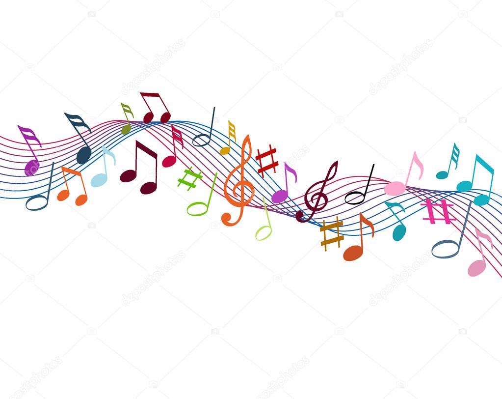 Color Music Notes Solide White Background — Stock Vector © Igordudas