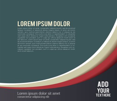 Dergi veya broşür, vektör tasarımı düz dalga eğrisi çizgileri ve daireler. Soyut arkaplan.