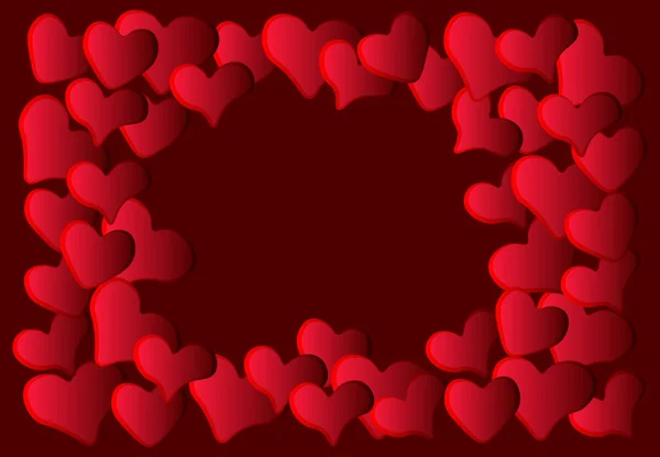 Marco Inusual Rojo Brillante Con Gradiente Relleno Corazones Con Trazo — Vector de stock