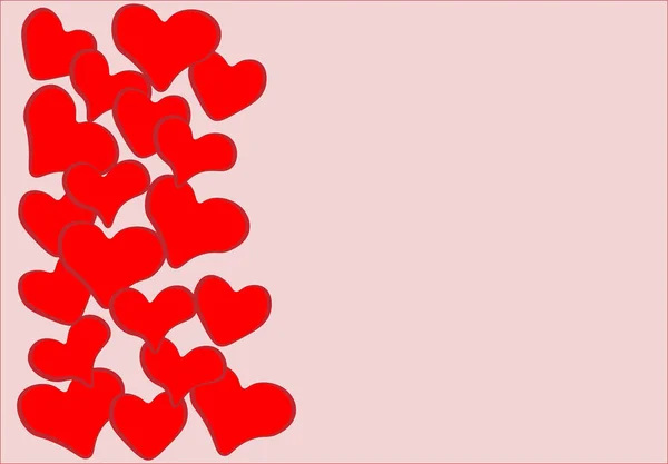 Hermosos Corazones Rojos Inusuales Diferentes Formas Encuentran Izquierda Sobre Fondo — Archivo Imágenes Vectoriales