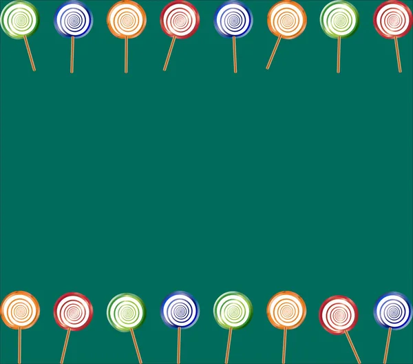Lollipops Spiral Pattern Red Blue Green Orange Arranged Two Rows — Stock Vector