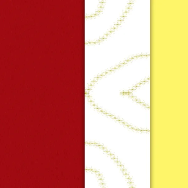 Metin için yeri olan üç renkli arkaplan. Kırmızı arka plan yağlı boya etkisi. Beyaz arka plan, simetrik soyut altın desenli. açık sarı arkaplan