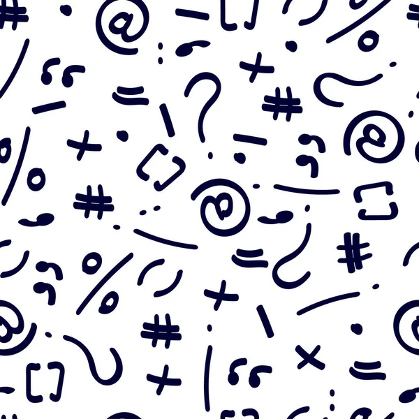 Siyah ve beyaz yazılıyor, soru işareti, artı, eşit, yüzde, tırnak işaretleri, zımba, çizgi, periyod ünlem işareti virgülsüz desen