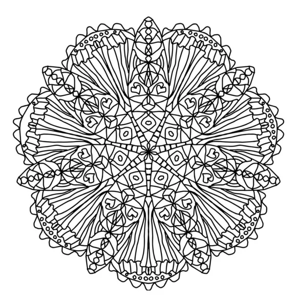 Mandala Coloring Page Flower Consisting Petals Symmetric Pattern Consisting Vertical — Stock Vector