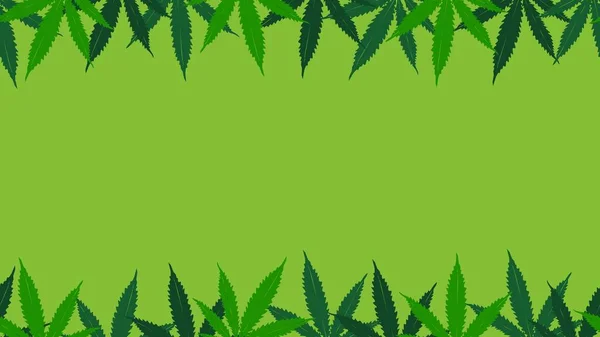 麻の葉がシームレスなフレームで明るい緑の背景 — ストックベクタ