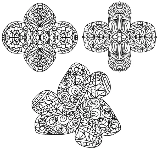 Набір Розмальовок Абстрактних Квітів Каракулі Білому Тлі — стоковий вектор