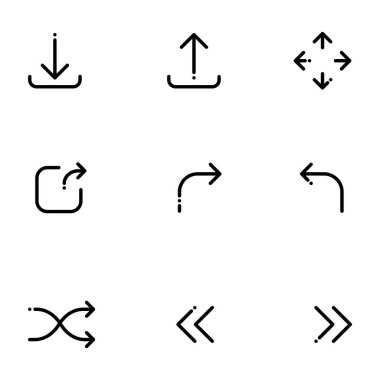 Siyah ve beyaz vektör okları simge ayarlandı