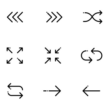 Siyah ve beyaz vektör okları simge ayarlandı