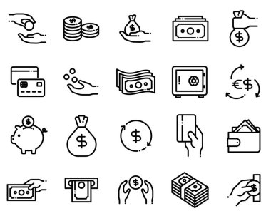 Siyah ve beyaz vektör para simgesi 