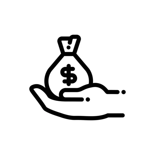 Icono Dinero Vector Blanco Negro — Vector de stock