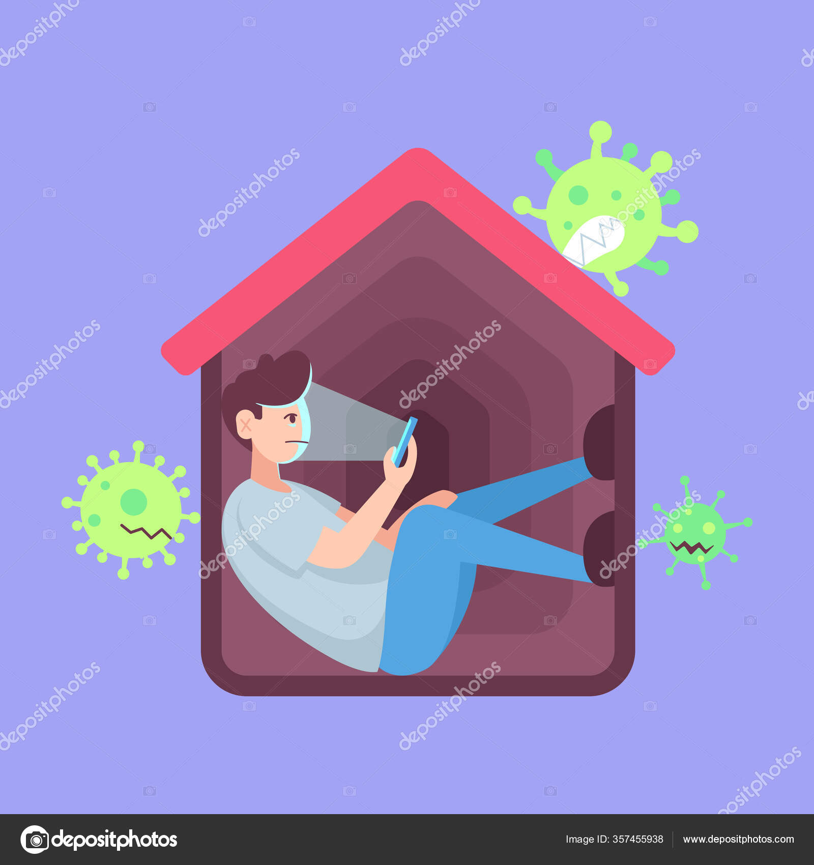 Self Quarantine Isolation Man Isolated House Phone Viruses House Coronavirus Vector Image By C Juzticecreative Vector Stock Self Quarantine Isolation Man Isolated House Phone Viruses House Coronavirus Vector Image By C Juzticecreative Vector Stock