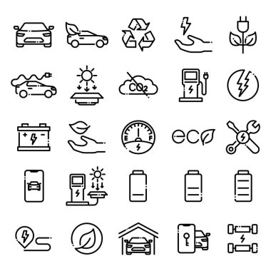 Beyaz arkaplanda basit vektör simgesi ayarlandı, eko enerji kavramı 