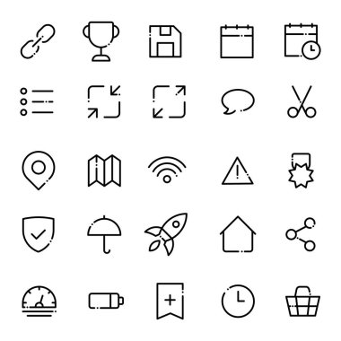 Basit siyah ve beyaz vektör simgesi seti, web ve internet konsepti