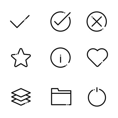 Basit siyah ve beyaz vektör simgesi seti, web ve internet konsepti