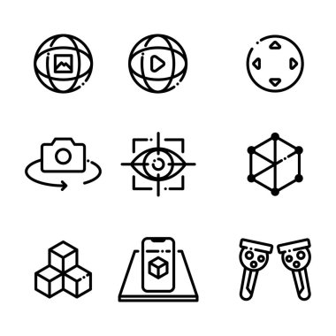 yaratıcı basit simge seti, sanal gerçeklik konsepti 