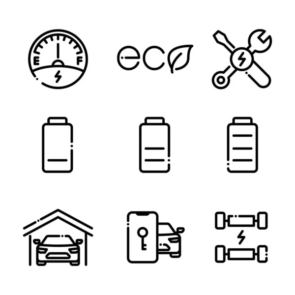 Icono Vector Simple Conjunto Sobre Fondo Blanco Concepto Energía Ecológica — Archivo Imágenes Vectoriales