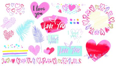 Sevgililer Günü için arka plan, Sevgililer Günü için kalp tasarlamak için farklı elementler ve farklı kalpler.