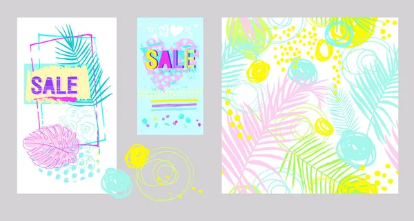 stock vector cards with the inscription sale and pattern