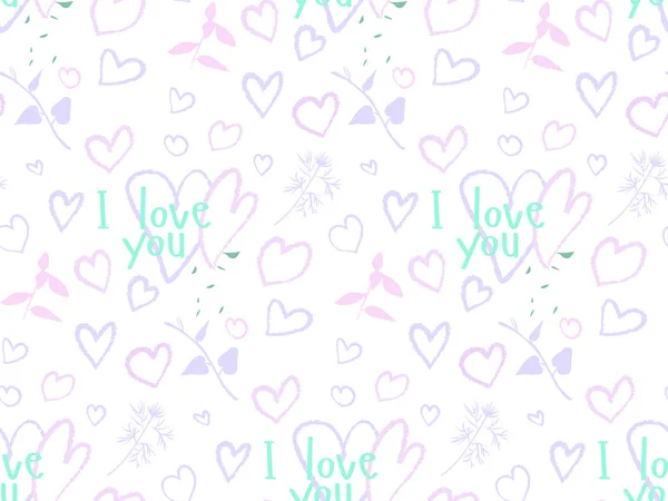 Pattern on a white background with the words I love you — Stock Vector