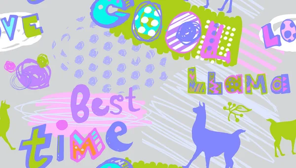 Seamless multicolored Pattern for young people bright with the words — Stockový vektor