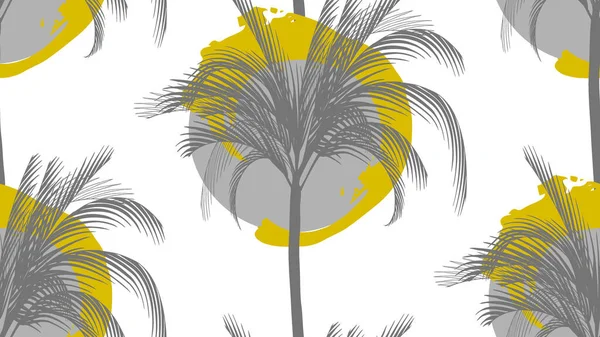 Beyaz Bir Palmiye Ağacının Üzerinde Tek Renkli Daireler Çizerek Pürüzsüz — Stok Vektör