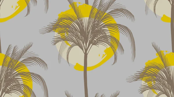 Безшовний візерунок з пальмою в колі в монохромних кольорах — стоковий вектор
