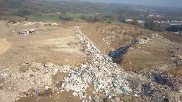 Aerial Shot Garbage Disposal Dumping Huge Landfill — Stock Video