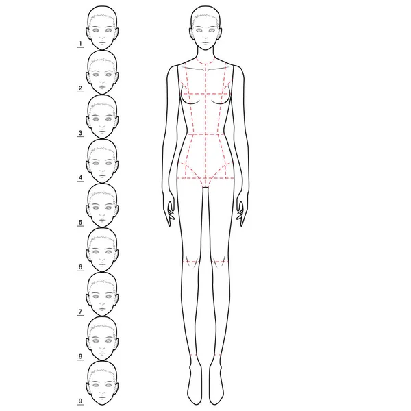 Modelo Esboço Plano Moda — Vetor de Stock