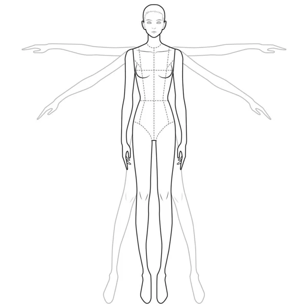 Modelo Esboço Plano Moda — Vetor de Stock