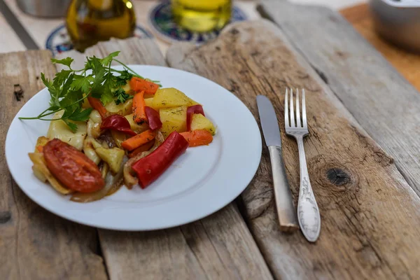 Verduras Cocidas Servidas Plato — Foto de Stock