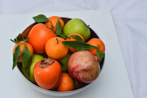 Tazón Frutas Tropicales Frescas Fondo — Foto de Stock