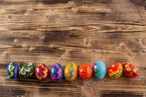 Πασχαλινά Αυγά Ξύλινο Φόντο — Φωτογραφία Αρχείου