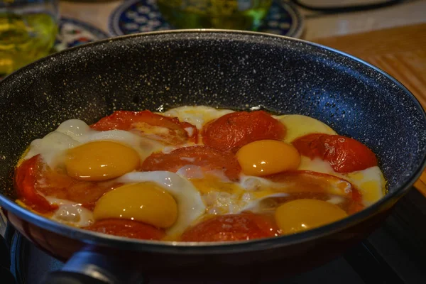 Pomidory Jajka Patelni — Zdjęcie stockowe