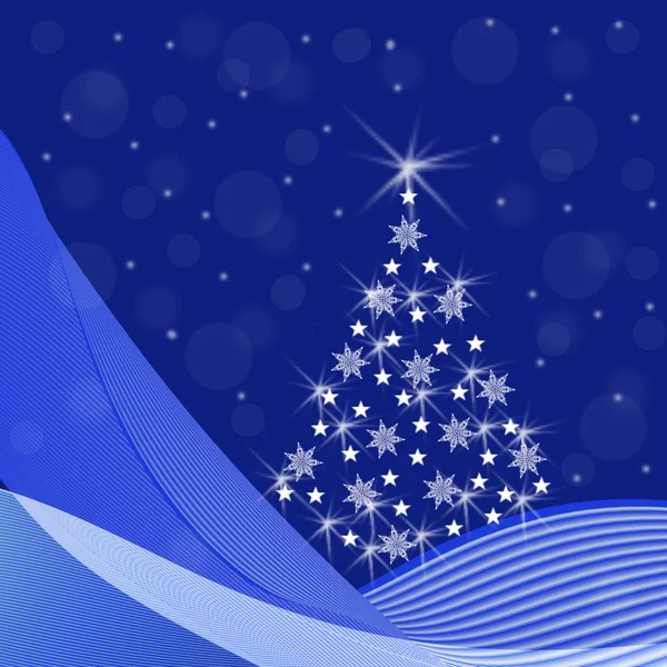 Blue Christmas background with fir tree — Stock Photo, Image