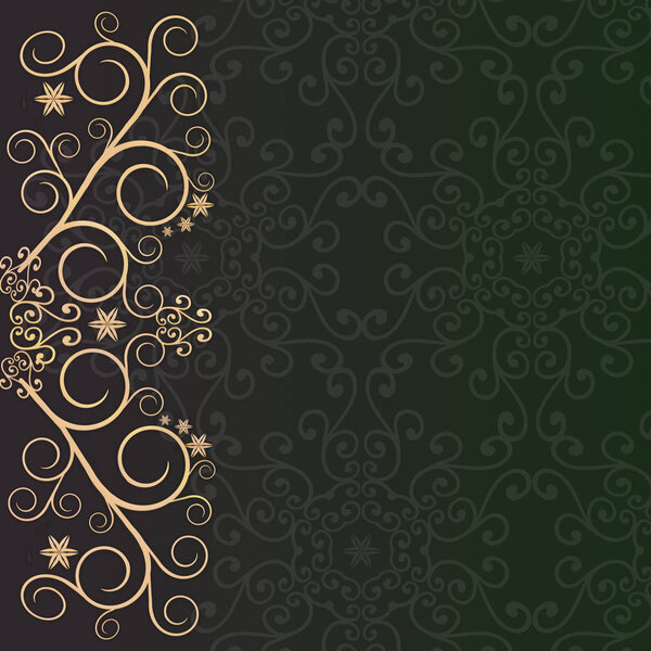 Фиолетово-зеленый фон с золотым кружевом цветочный орнамент границы
