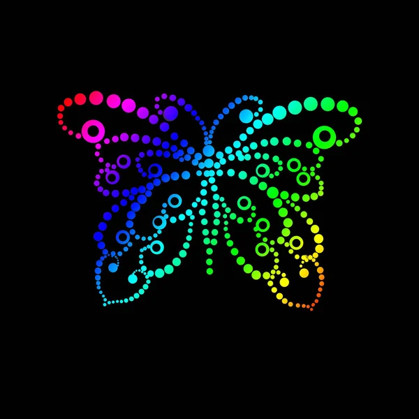 Stylized silhouette of butterfly from colorful dots — Stock Photo, Image