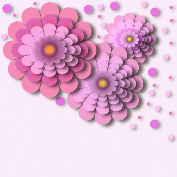 Abstract floral background - pink flowers with 3d effect