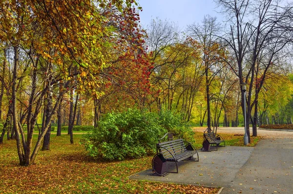 Banco en Autumn Park. — Foto de Stock