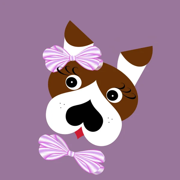 Cute dog portrait with ribbon bows - digital generated illustrat