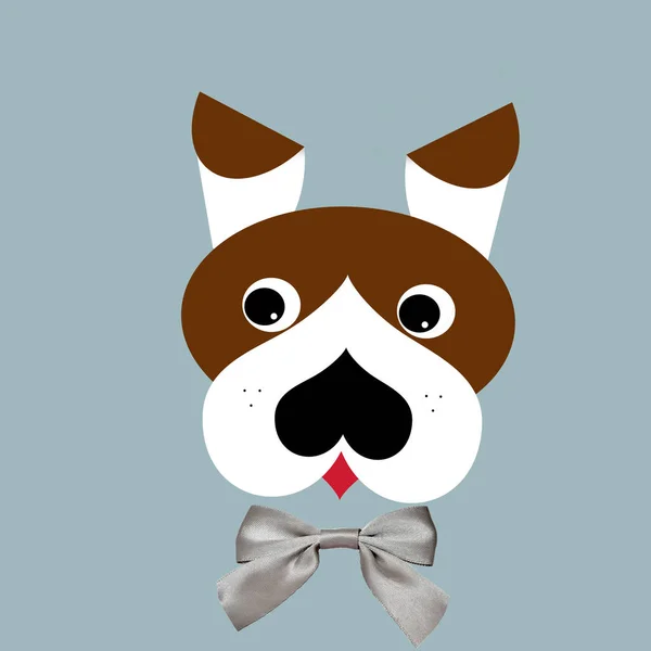 Cute dog portrait with ribbon bow - digital generated illustrati