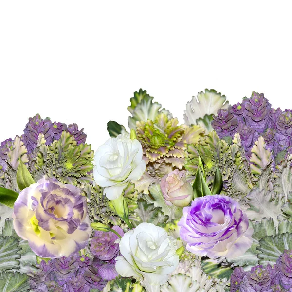 Bouquet di fiori di Eustoma (Lisianthus) e cavolo ornamentale  - — Foto Stock