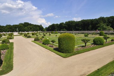 Chenonceau, Fransa - Haziran, 2013 - Chateau de Chenonceau Loire Valley castle village Chenonceaux yakınındaki Garden'da.
