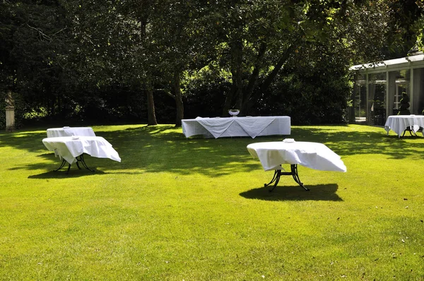Bröllops bord på garden — Stockfoto